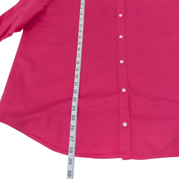 Old Navy Womens The Boyfriend Shirt Medium Pink Button-Up Collared Long Sleeve - Picture 5 of 10